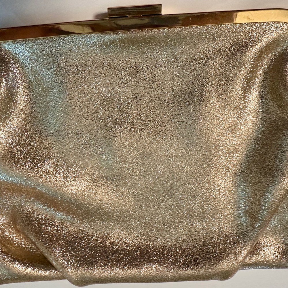 J Crew gold leather evening bag . NWOT - Picture 4 of 8